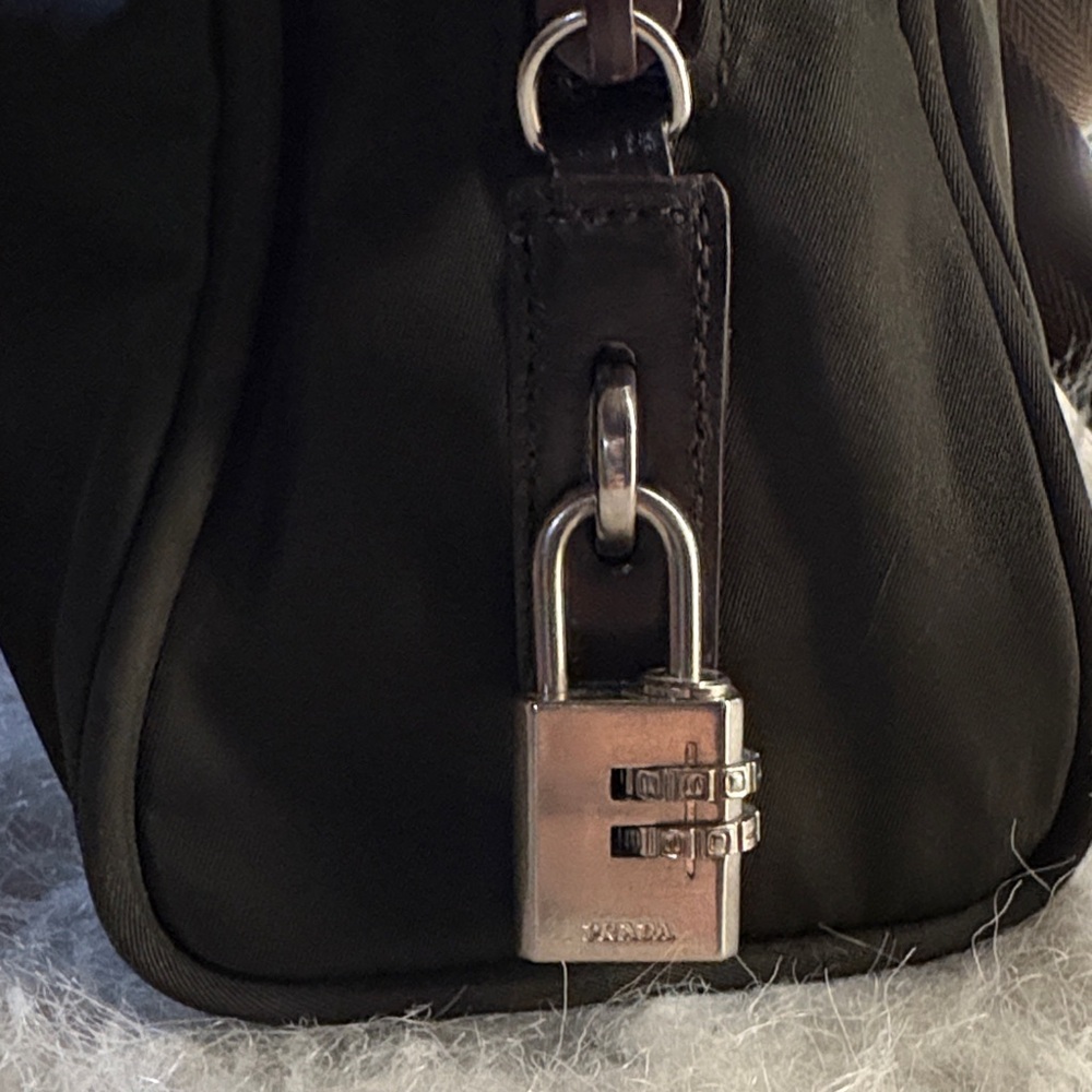 Prada Black Nylon Handbag with Brown Straps - Picture 3 of 11